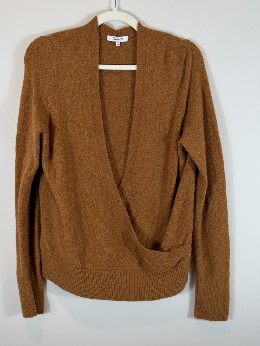 Madewell Rust Brown Wrap V-Neck Sweater Size Medium